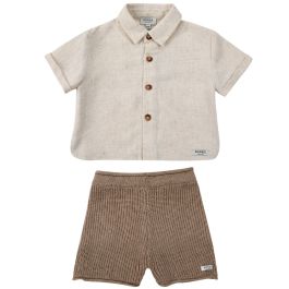 Warm White Melange Lerie Shirt & Latte Melange Wes Shorts