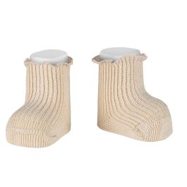 Warm Cotton Rib Socks W/ Curling | Linen (304)