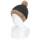 English Stitch Bicolor Knit Hat W/ Pompom | Anthracite 290