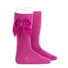 2489/2 Side Velvet Bow Knee-high Socks | Petunia (597)