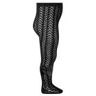 Openwork Perle Tights W/ Side Grossgrain Bow | Black (900)