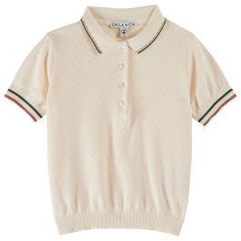 Cream Pointelle Modal Polo