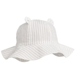 Amelia Seersucker Sun Hat With Ears | Y/D stripes Crisp white / Sandy