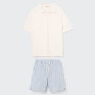 Arnoldk Polo Shirt & Alexk Striped Gauze Bermuda | Ivory/Blue