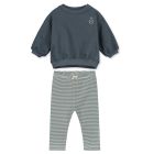 Blue Grey Dropped Shoulder Sweater & Blue Grey/Cream Leggings