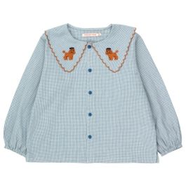 Tiny Poodle Scalloped Collar Shirt