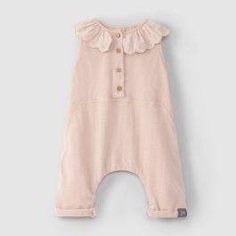 Ajour Romper W/ Ruffled Collar | Pale Pink