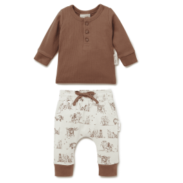 Badger Harem Pants & Cocoa Rib Henley Tee