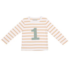 Biscuit & White & Green Breton Striped Top | 1