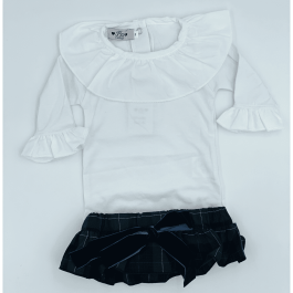 Blue & Green Check Bloomers & White Top