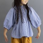 Cool Max Shirring Blouse | Blue Gingham
