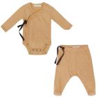 Cross-Over Body L/S & Harem Footies | Mellow Apricot