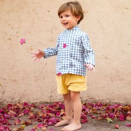 Kombu Blouse & Tagal Shorts | Blue Gingham/Yellow Terry