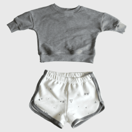 Drop Shoulder Sweatshirt & Track Shorts | Grey