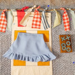 Blue Linen Mini Skirt