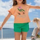 Lauren Martin Flower T-Shirt & Ribbed Shorts | Papaye/Green