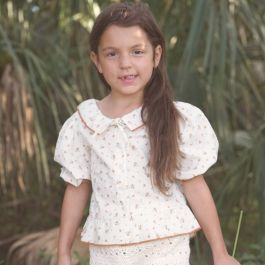 Falvia Blouse Popelin Flowers Embroidery