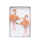 Flamingo Pompom Hair Slides