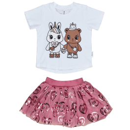 Furry Friends T-Shirt & BFF Heart Tulle Skirt