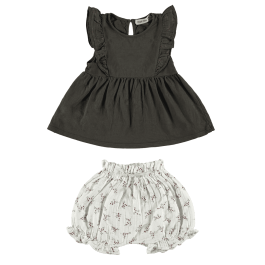 Grey Flounced Blouse & Ecru Silene Bloomer