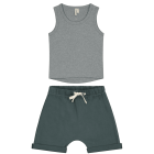 Grey Melange Tank Top & Blue Grey Shorts