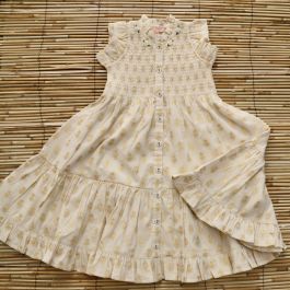 Long dress With Golden Flowers On Ivory