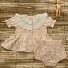 Baby Set Blouse & Bloomer Golden Flower On Nude Pink