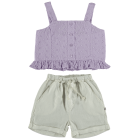 Ivory Linen Bermuda Short & Mauve Embroidery Top