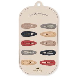 10 Pack Junior Scallop Hair Clips | Flame Scarlet