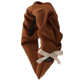 Rich Coffee Velvet Twist Headband W/ Silk Bow