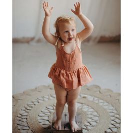 Organic Romper Suit with Straps | Coral