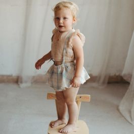 Organic Embroidered Top & Romper Suit with Removable Straps | Rosa/Pink