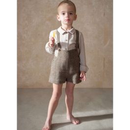 Brown Plaid Wollen Short Romper Suit & Sand Shirt Style Romper Suit