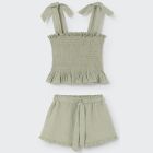 Onak Lurex Top & Zoek Lurex Shorts | Green Stripe Gauze