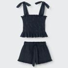 Onak Lurex Top & Zoek Lurex Shorts | Striped Navy Gauze