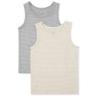 2 Pack Basic Tank Top | Sleet/Oxford Tan Stripe