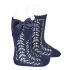 Openwork Bow High Socks | Navy (480)