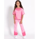 Queen Tshirt & Pearl Flared Leggings | Hot Pink Gradient