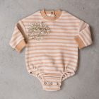 Teddy Bubble Onesie L/S Stripes | Rose Tan