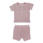 Pointelle Henley Tee & Shorts | Thistle