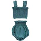 Poppy Top & Bloomer Set | Green Stripes
