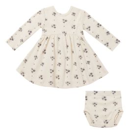 Ribbed Long Sleeve Dress | Navy Ditsy