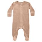 Velour Hidden Snap Footie | Blush