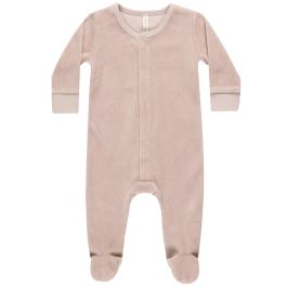 Velour Hidden Snap Footie | Blush