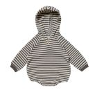 Waffle Hooded Bubble Romper | Charcoal Stripe