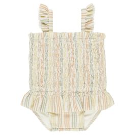 Smocked One-Piece Swimsuit | Multi Stripe