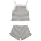 Evie Tank + Shortie Set | Lagoon Micro Stripe
