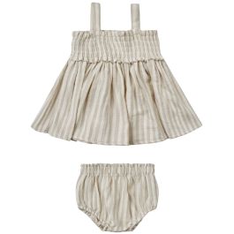 Mae Smocked Top + Bloomer Set | Ash Stripe