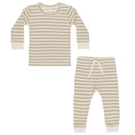 Waffle Top + Pant Set | Oat Stripe