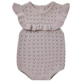 Pointelle Ruffle Romper | Lavender